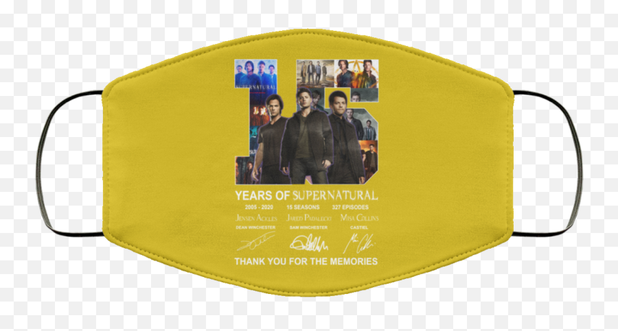 15 Years Of Supernatural Thank You For My Memories Face Mask - Mask Anniversary Png,Jensen Ackles Png