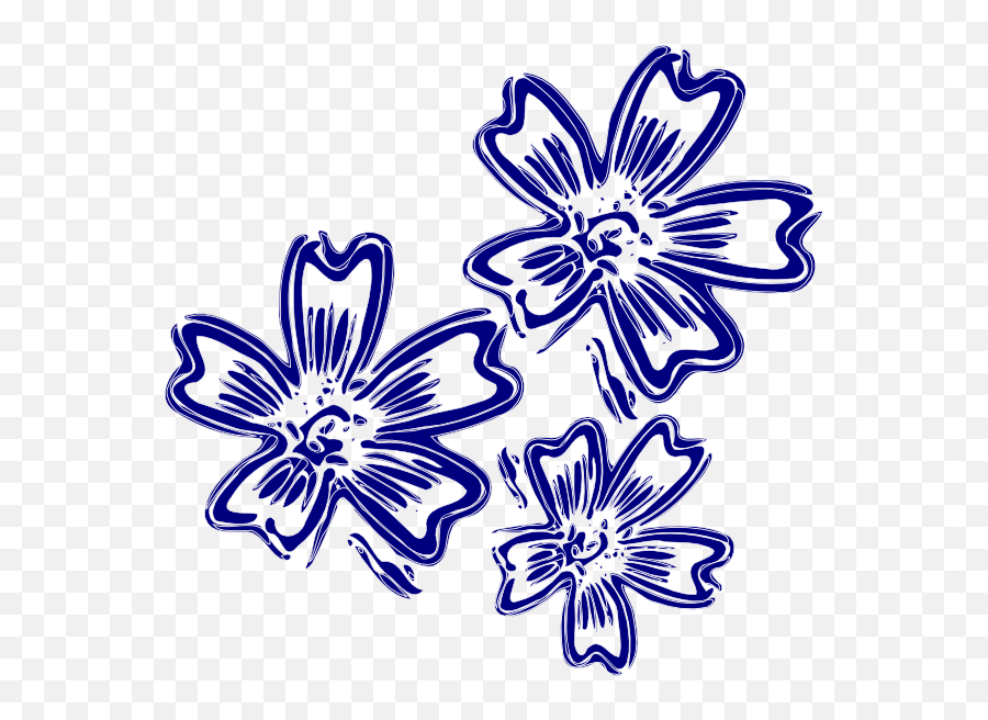 Navy Blue Flowers Clip Art - Vector Clip Art Navy Blue Flower Clipart Png,Blue Flowers Transparent