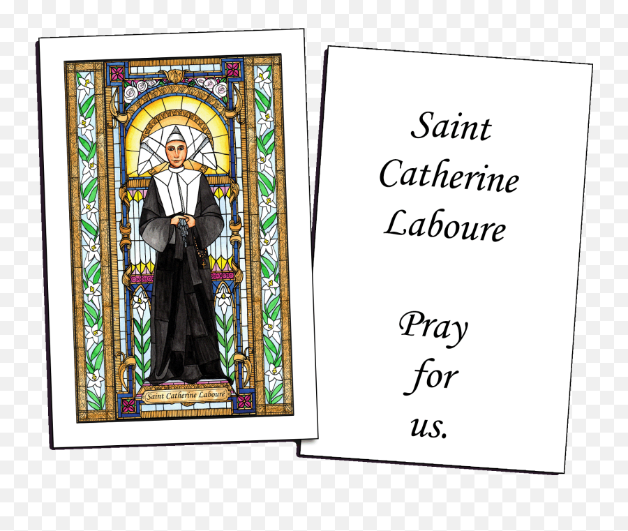 Saint Catherine Laboure Stained Glass Art - Gssg127 St Catherine Laboure Art Png,St Catherine Of Siena Icon