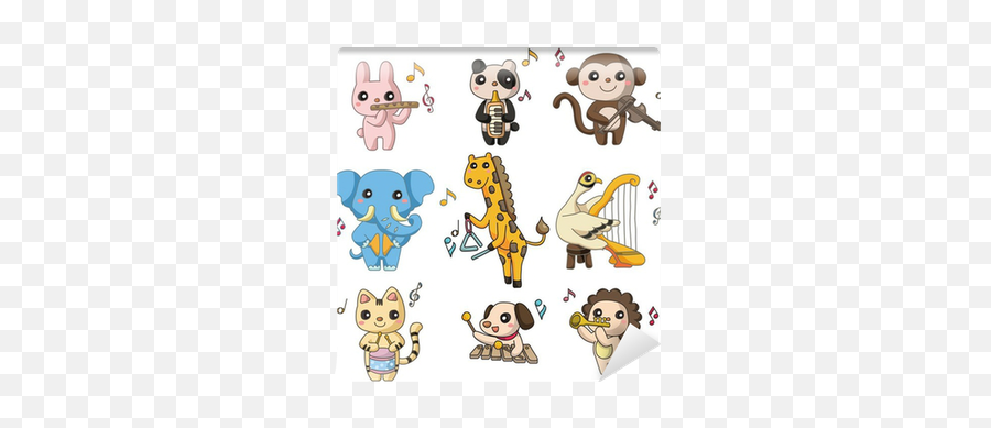 Wall Mural Cartoon Animal Play Music Icon - Pixersus Dibujo Animales Y Musica Png,Google Play Music Icon