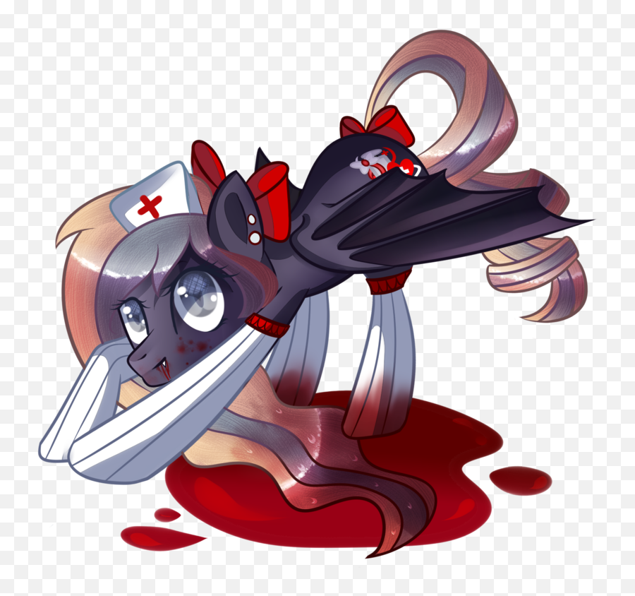 Download Xvivido Bat Pony Blood Cute Grimcute Hat - Cartoon Png,Nurse Hat Png