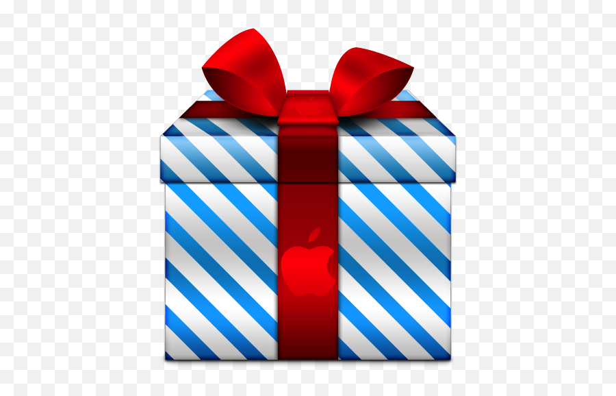 Blue Stripe Christmas Gift With Apple Icon Png Clipart - Caja De Regalo Navidad Png,Christmas Gift Png