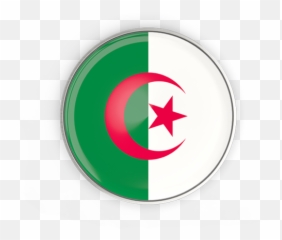 Round Button With Metal Frame Illustration Of Flag Algeria - Flag Png