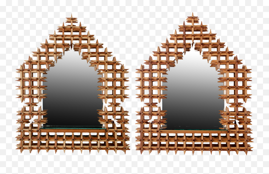 Crown Of Thorns Tramp Art Mirror Sconces - A Pair Earrings Png,Thorn Crown Png