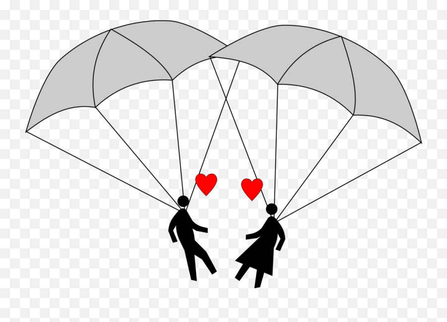 Balloon Silhouette Png - Parachute Stick Figure Silhouette Skydiver Clipart Black And White,Parachute Png