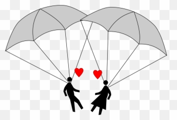 Balloon Silhouette Png - Parachute Stick Figure Silhouette Skydiver Clipart Black And White,Parachute Png