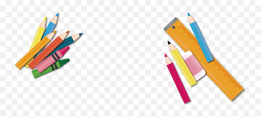 Vector Cartoon Stationery Pencil Eraser Ruler - Cartoon Pencil Ruler Eraser Crayons Png,Ruler Clipart Png