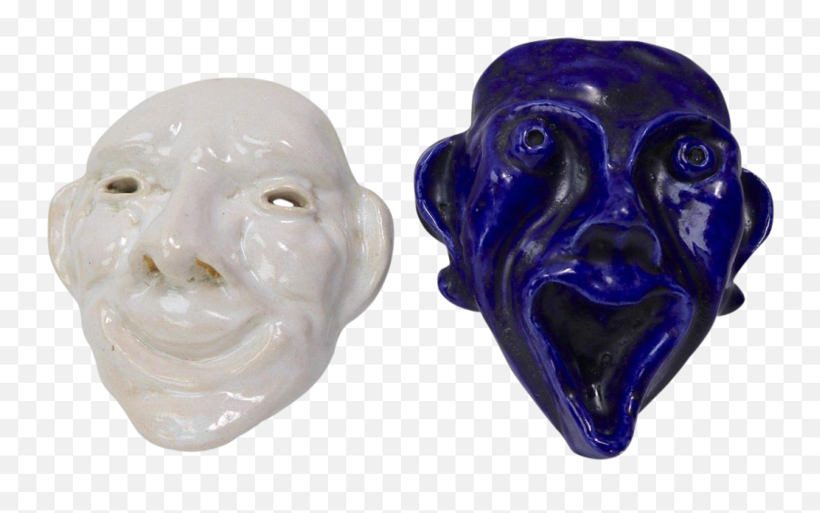 Ceramic Comedy And Tragedy Masks - Carving Png,Comedy And Tragedy Masks Png