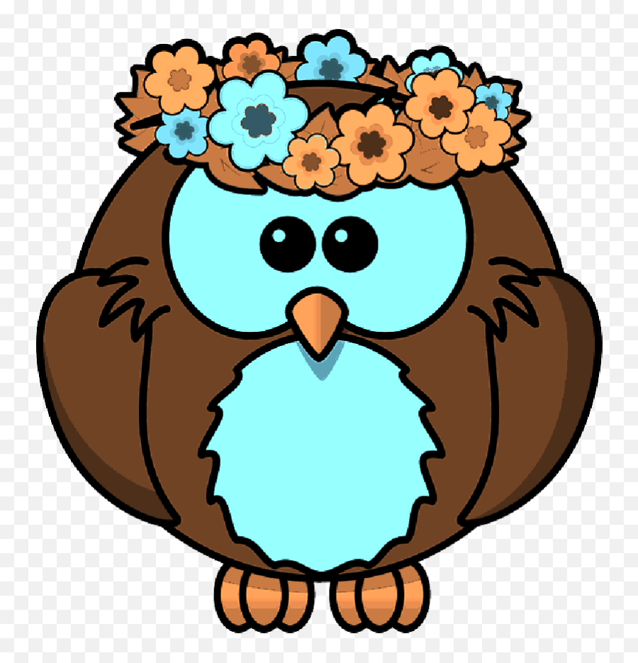 Owl Animal Bird Flowers Funny Garland Spring - Public Cartoon Owl Png,Spring Flowers Png
