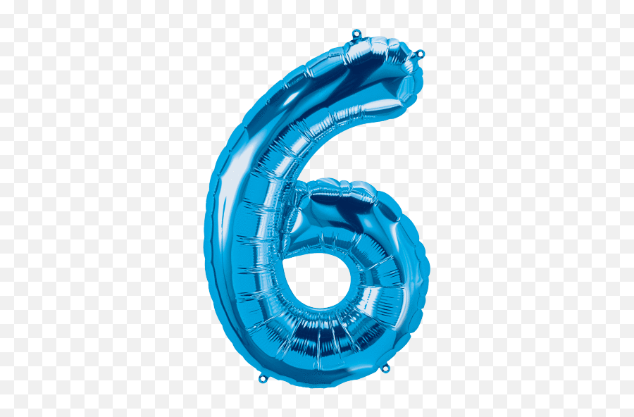 Blue Number 6 Balloon - Blue 6 Balloon Png,Blue Balloon Png