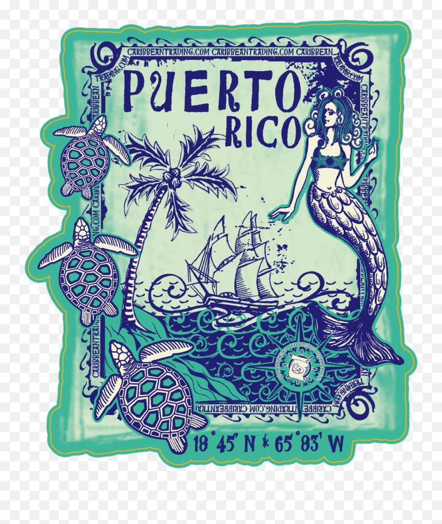 Mermaid Puerto Rico Sticker With Free Shipping - Decorative Png,Puerto Rico Png