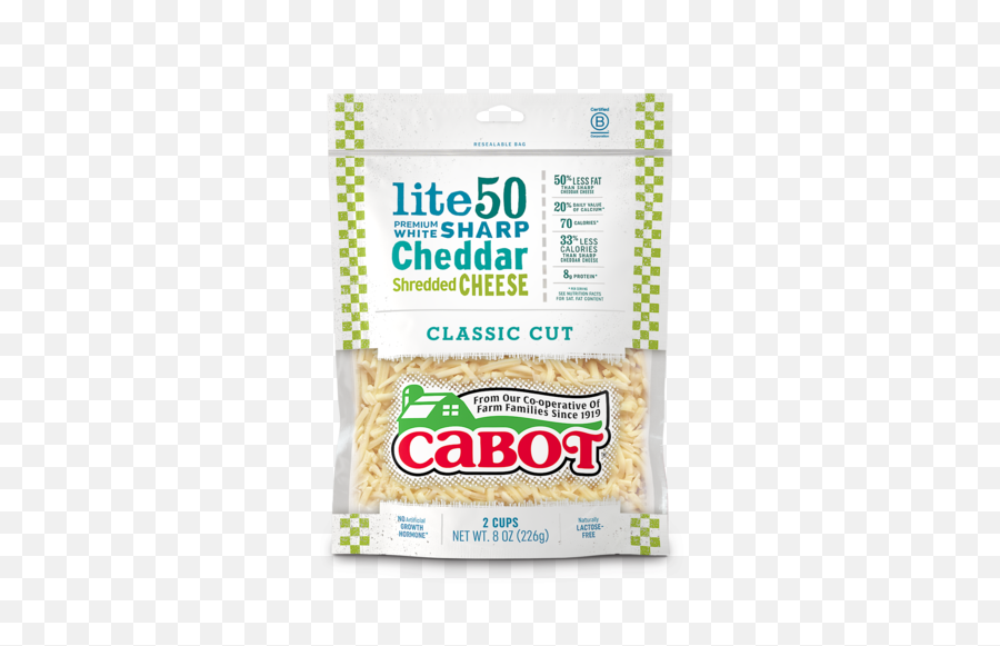 Lite50 Sharp Cheddar Cheese Light - Cabot Cheese Png,Shredded Cheese Png