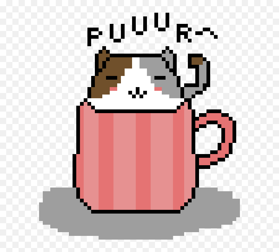 Cat In A Coffee Cup - Pixel Clipart Full Size Clipart Pixel Art Sans Jacket Png,Transparent Pixel Cat