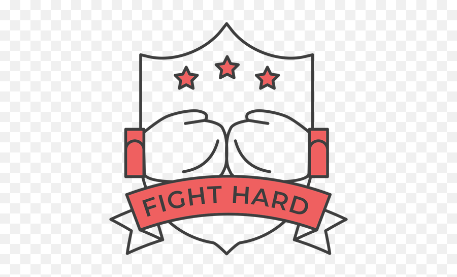Fight Hard Glove Boxing Star Colored Badge Sticker - Desenho Luvas De Box Png,Boxing Glove Png