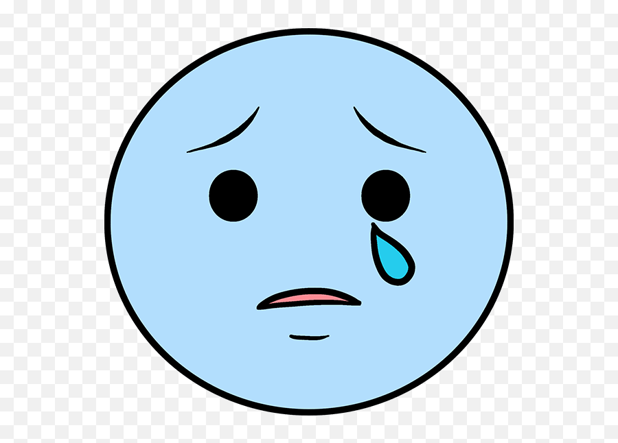 How To Draw A Crying Emoji - Really Easy Drawing Tutorial Smiley Face Clip Art Png,Sad Face Transparent