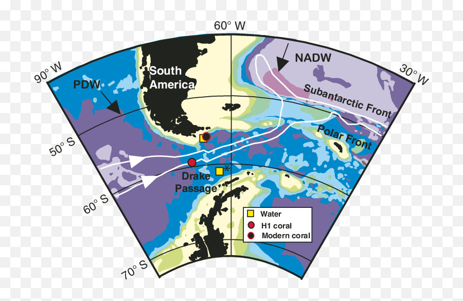 Map Of Drake Passage Subantarctic And Polar Fronts Shown In - Atlas Png,Drake Transparent