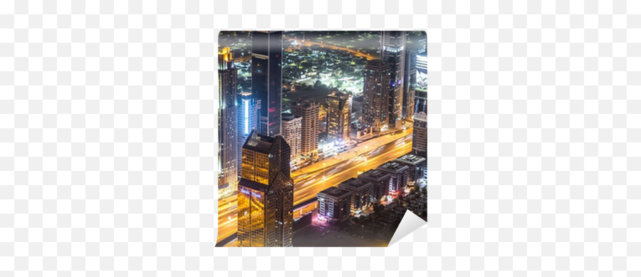 Dubai Downtown Night Scene With City - Commercial Building Png,City Lights Png