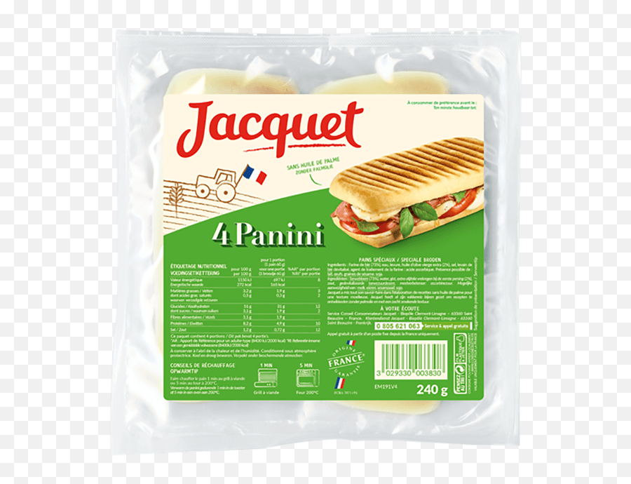 Panini Nature X 4 Pains Pour Paninis Par Jacquet - Pain Panini Auchan Png,Panini Png
