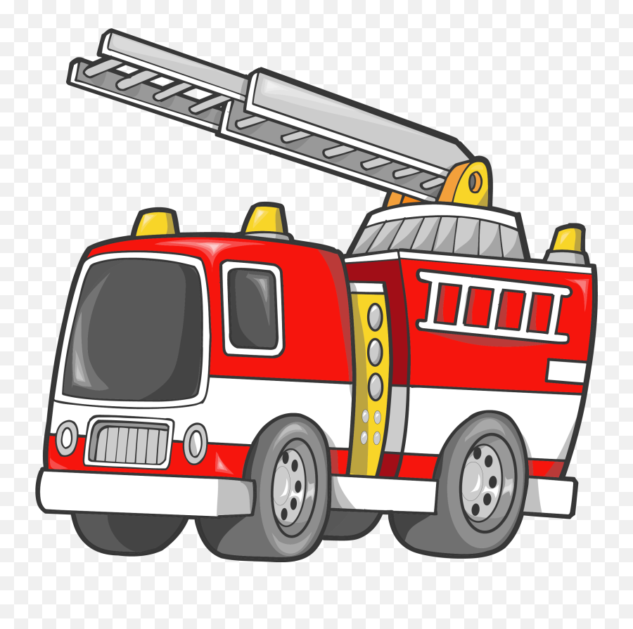 Car Fire Engine Firefighter Truck Clip Art - Vector Cartoon Fire Truck Cartoon Firefighter Png,Fire Truck Png