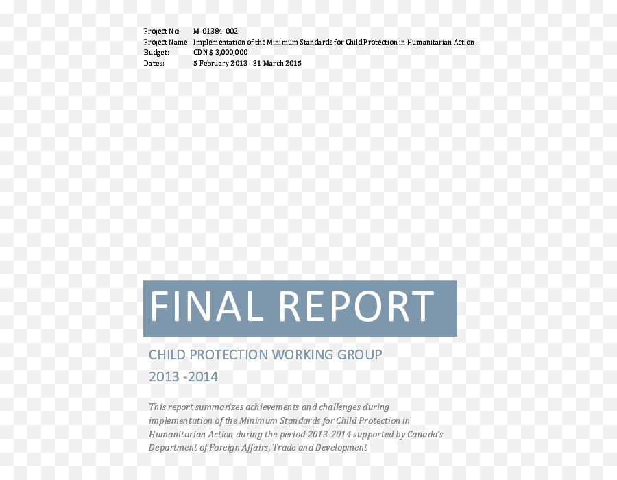 Final Report Implementation Of The Minimum Standards For - Publication Png,Project M Logo