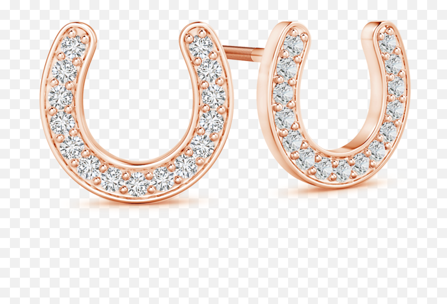 Lab Grown Diamond Lucky Horseshoe Stud Earrings - Earrings Png,Horseshoe Transparent Background