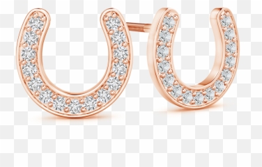 Lab Grown Diamond Lucky Horseshoe Stud Earrings - Earrings Png,Horseshoe Transparent Background