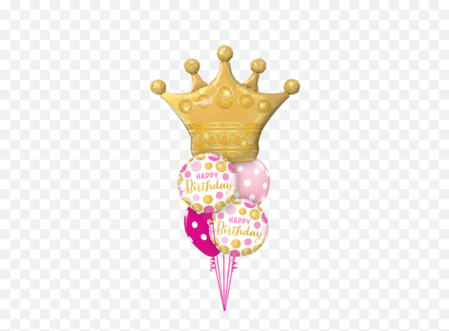 Birthday Queen Balloon Bouquet - Gold Crown Balloon Png,Happy Birthday Balloons Png