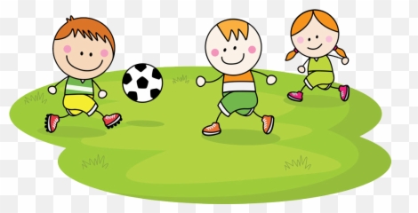 Children Playing Football Clipart - Kids Soccer Cartoon png