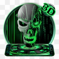 Neon Green Tech Skull 3d Theme - Skull Png,3d Skull Png