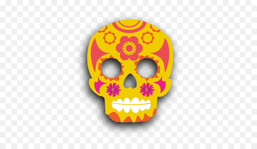 Download Free Png Yellow Decorative Sugar Skull - Sugar Skull Mask Svg,Skull Vector Png