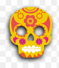 Download Free Png Yellow Decorative Sugar Skull - Sugar Skull Mask Svg,Skull Vector Png