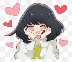 Cute Kawaii Lovely Anime Blushing - Girl Cat Parker And Birds Parker Png,Anime Blush Png