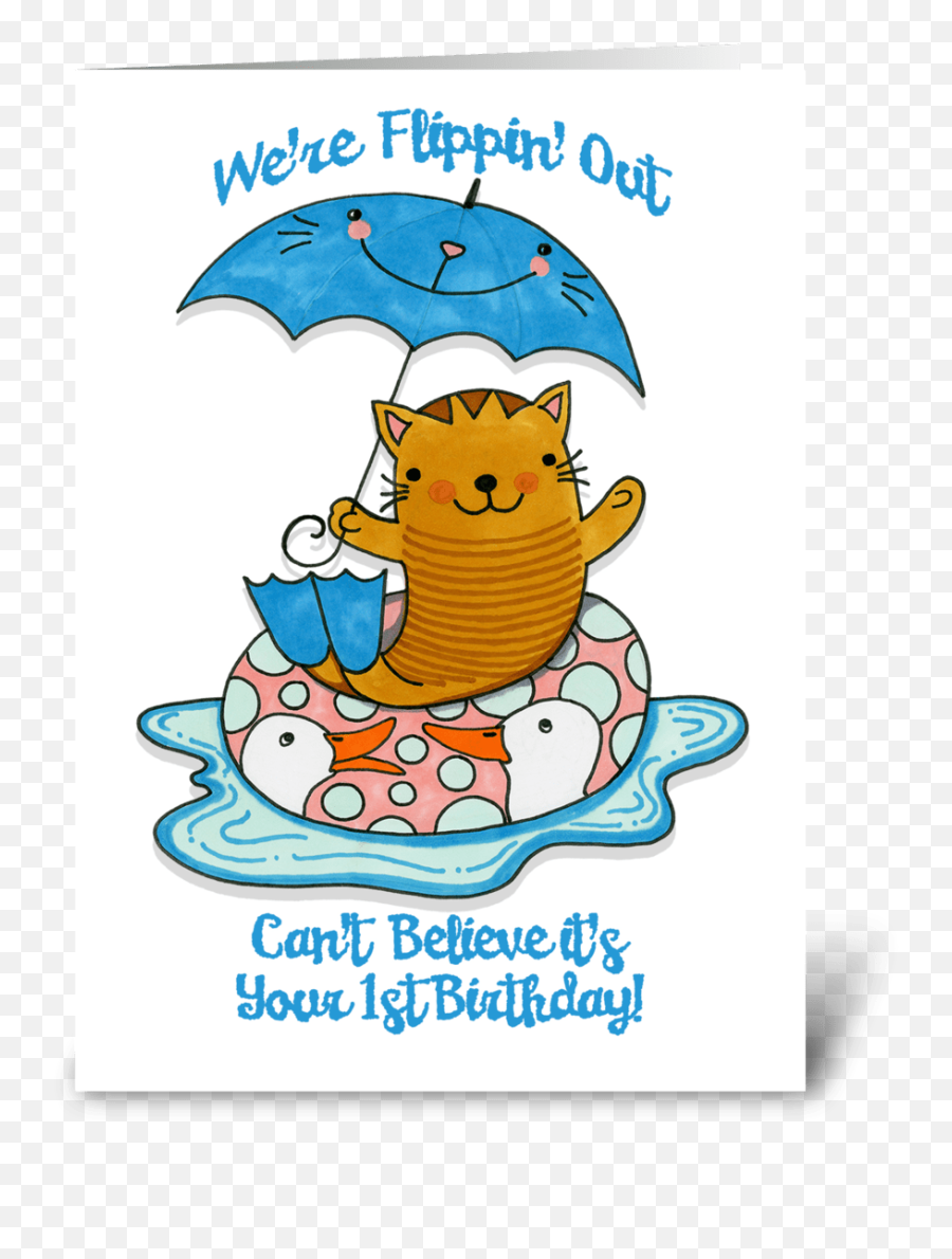 First Birthday Cat Wearing Flippers - Cartoon Png,First Birthday Png