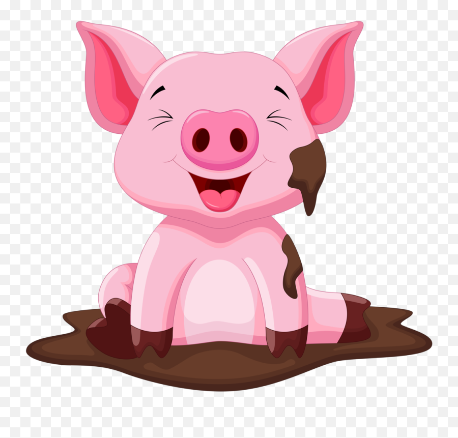 Soloveika - Cute Pig Cartoon Clipart Cartoon Pig In Mud Png,Pig Transparent Background