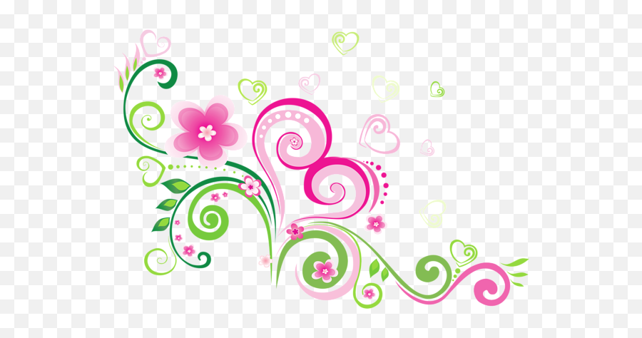 Transparent Pink And Green Decoration Png Image Flower Decorative Line