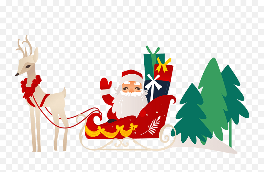 Free Cute Santa Sleigh Clipart For - Santa In Sleigh Vector Png,Santa Sleigh Transparent