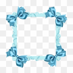 Sky Blue Transparent Frame With Bow - Flower Border png