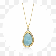 18k Yellow Gold Pendant With Cloudy Aquamarine And Diamonds Png