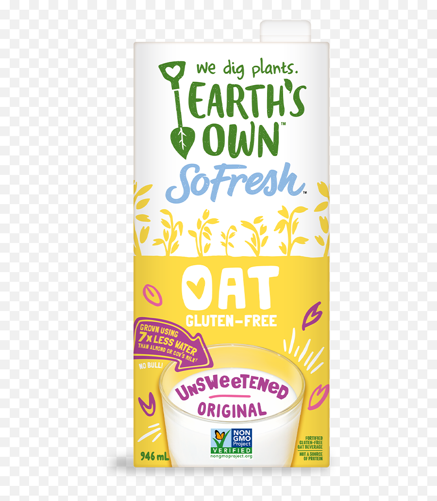 Earthu0027s Own Unsweetened Original Oat Milk Plant Based - Poster Png,Oats Png