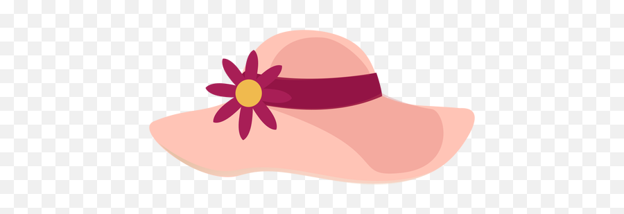 Floppy Beach Hat With Flower - Chapeu De Praia Desenho Png,Beach Png