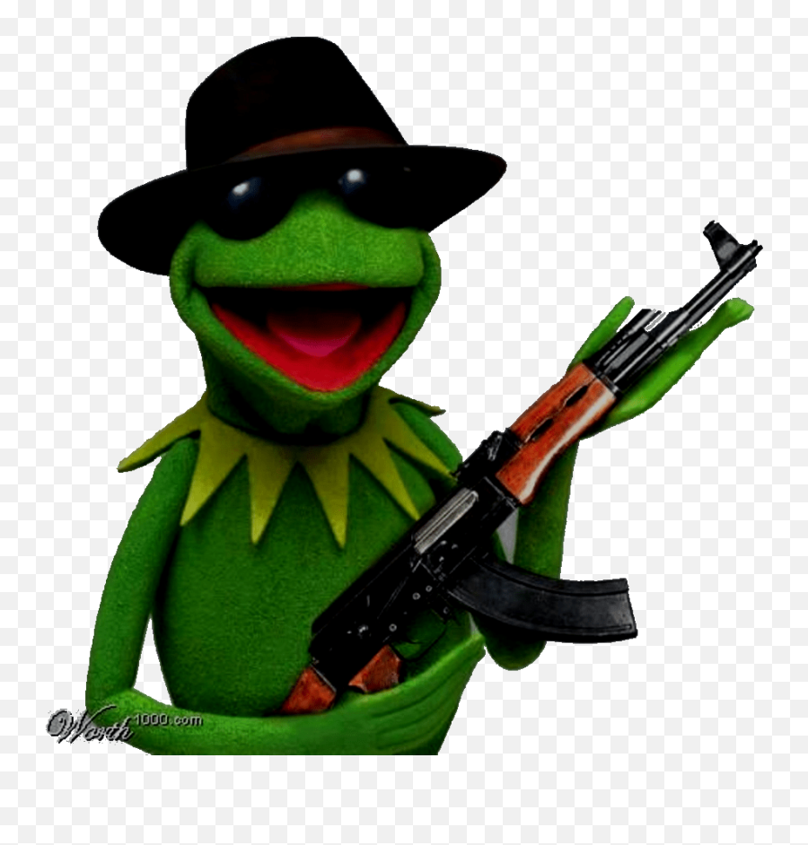 Download Hd Gangsterkermitnew - Elmo With Ak 47 Png,Kermit Png