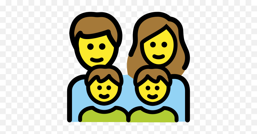 Family With Mother Father And Two Sons - Familia Emoji Png,Family Emoji Png