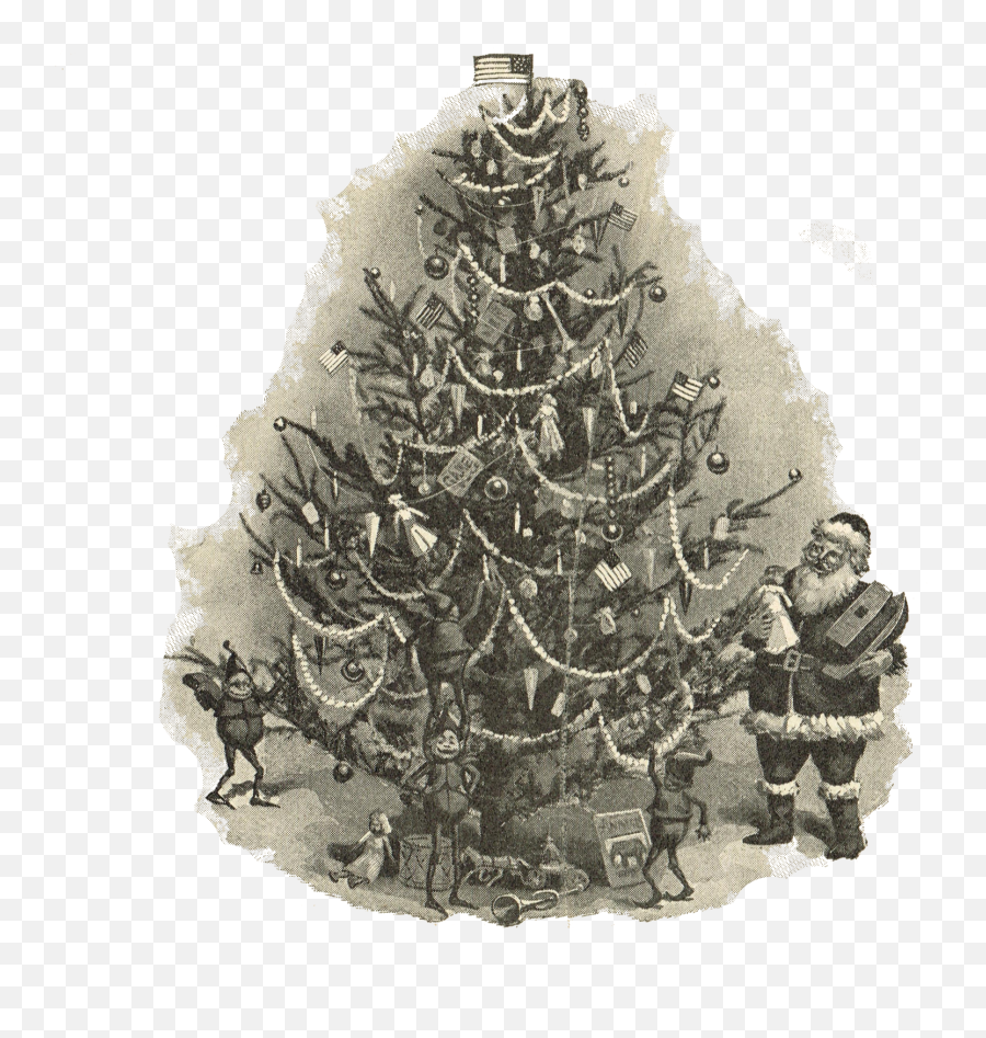 Antique Christmas Tree Printable Image Knick Of Time - Christmas Tree Png,Christmas Tree With Transparent Background