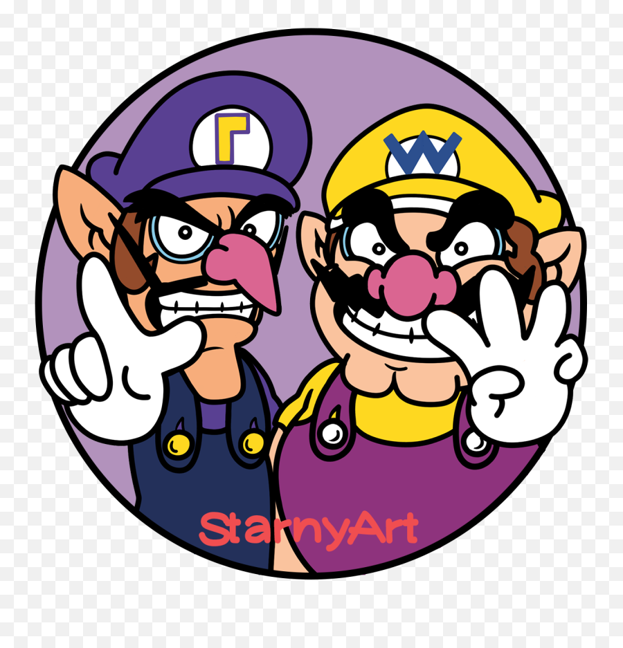 Drew This Picture Of Waluigi And Wario - Wario 2d Artwork Png,Wario Png