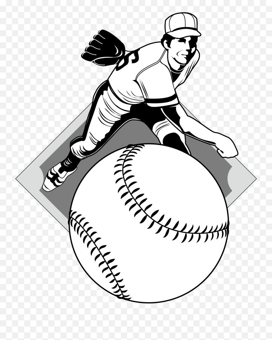 Softball Player - Baseball Clipart Softball Black And White Clip Art Baseball Player Black And White Png,Baseball Clipart Png