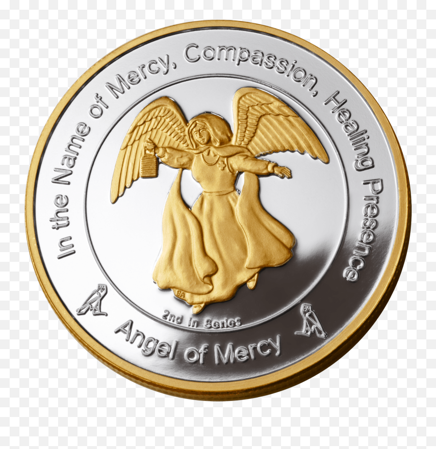 Coin 2 Angel Of Mercy In Fine Silver With 24kt Gold - Coin Png,Gold Overlay Png