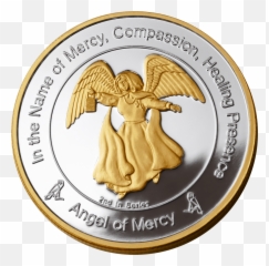 Coin 2 Angel Of Mercy Fine Silver With 24kt Gold - png