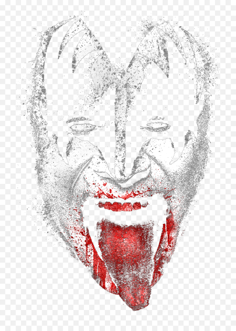Kiss Demon Face Juniors V Neck T Shirt - Demon Face Transparent Background Png,Demon Face Png
