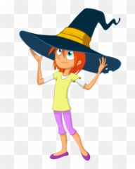 Bat Pat Character Rebecca Wearing Huge Hat Transparent Png - Bat Pat Rebecca,Witch Hat Transparent Background
