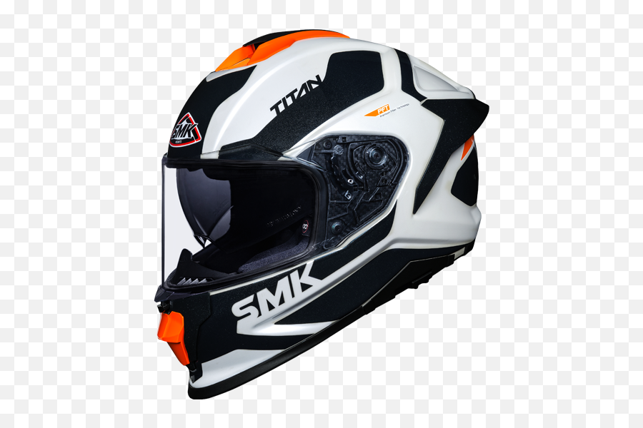 Smk Titan Arok Fibre Glass Helmet Whiteblackorange - Smk Titan Helmet Black Png,Icon Carbon Rr Helmet